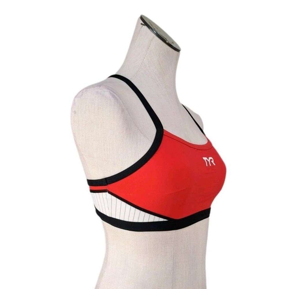 TYR Female Thin Strap Carbon Series Racerback Tri Top BEFT6A Red Black Size S